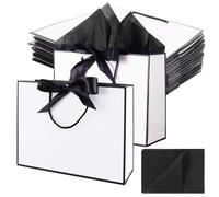 LDXDRU 20 Pack 32 x 11 x 25cm Large Gift Bags for Presents, Cardboard Present Bags with Handle & Tissue Paper, White Gift Bags Luxury Gift Paper Bags for Birthday Celebration Wedding Bridesmaid Party