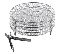 LDXDRU 3 Pack Round Air Fryer Rack, Stackable Dehydrator Rack with Clip, Stainless Steel Air Fryer Basket Tray for 4.8L-6.6L Baking Roasting Oven