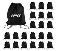 LDXDRU 30 Pack 34 x 42cm Black Drawstring Bag, Drawstring Gym Bags PE Bags, Drawstring Backpack Bags for Outdoor Sport Swimming Hiking Travel Picnic Storage