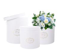 LDXDRU 3PCS White Gift Boxes with Lid, 21/23/25cm Cardboard Florist Hat Box