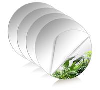 LDXDRU 4-Pack 30cm/12-Inch Round Mirror Tiles - 2.5mm Thick Self-Adhesive Acrylic for Wall, Door, Bathroom, Bedroom, Circle Design
