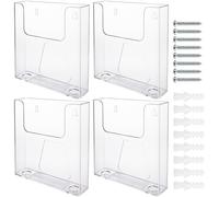 LDXDRU 4 Pack A5 Leaflet Holder, Clear Display Document Holder with Fixings, Wall Mounted Brochure Portrait Literature Stand for Office Restaurants Reception