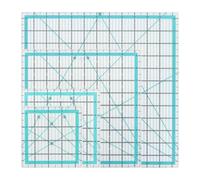 LDXDRU 4 Pack Square Quilting Ruler, 5mm Thick Sewing Acrylic Ruler with Colored Grid Line, Non Slip Patchwork Sewing Ruler Fabric Cutting Ruler for DIY Quilting Sewing Crafts Template Precise Cutting