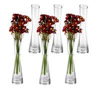 LDXDRU 6 Pack 20cm Glass Vases for Flowers, Transparent Narrow Necked Vase, Modern Decorative Clear Vases for Home Room Wedding Reception Party Decoration Gift