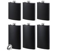 LDXDRU 6 Pack Hip Flasks for Men and Women, 8oz and 12oz Matte Black Stainless Steel Flask for Alcohol with Funnel, Leakproof Whiskey Flask Set for Fishing, Hiking and Groomsmen Gifts