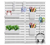LDXDRU 60 x 60cm Pegboard Combination Kit, Wall Organiser With Accessories, White Plastic Board for Garage Wall Storage, Kitchen Home Tool Storage - 4 Panels of 30 x 30cm