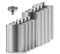 LDXDRU 8PCS Hip Flasks for Men, 8/10oz Stainless Steel Hip Flask, Silver