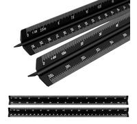 LDXDRU Set of 2 Scale Rulers, 30 cm Architectural Ruler Made of Aluminium Triangular Aluminium Metric Scales 1:20, 1:25, 1:50, 1:75, 1:100, 1:125/1:100, 1:200, 1:250, 1:300, 1:400, 1:50 00 Black