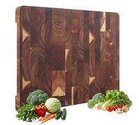LDXDRU Wooden Chopping Boards, 40x32x4cm Large Cutting Boards with Non-Slip Feet for Kitchen, End Grain Acacia Chopping Board for Cutting Meat, Vegetables, Bread and Cheese
