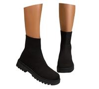 LDXEQIZ Elastic Knit Ankle Boots Women Breathable Short Boots Elegant Chelsea Booties Comfortable Platform Booties Vintage Pull-on Ankle Shoes For Spring/Autumn(5 UK)