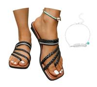 LDXEQIZ Large Size Slippers Women's Clip-Toe Sandals 2026 Square Toe Flip Flops Casual Thong Sandals Lightweight Flat Summer Shoes For Vacation/Beach(7.5 UK)