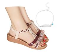LDXEQIZ Retro 3cm Wedge Heel Sandals Bridal Shiny Sandals With Rhinestones Women's Plus Size Sandals With Elastic Band PU Leather Open Toe Evening Dress Shoes For Party(6.5 UK)