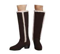 LDXEQIZ Women's Knee High Boots With Pointed Toe Winter Warm Plush Lined Snowboots Slip-on Wide Shaft Slip-On Boots With Heel Vintage Suede Cotton Shoes For Outdoor(Brown,4 UK)