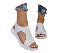 LDXEQIZ Women's Large Size Sandals Breathable Knitted Mesh Sandals Comfortable Orthopedic Slippers With Soft Footbed 2026 Summer Washable Trekking Shoes For Outdoor(White,5 UK)