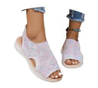 LDXEQIZ Women's Large Size Sandals Breathable Knitted Mesh Sandals Comfortable Orthopedic Slippers With Soft Footbed 2026 Summer Washable Trekking Shoes For Outdoor(Pink,6 UK)