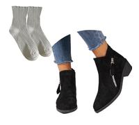 LDXEQIZ Women's Vintage Leopard Print Ankle Boots Elegant Block Heel Ankle Boots Waterproof Suede Short Boots Autumn Winter Worker Booties Casual Ankle Shoes For Outdoor(Black,6 UK)