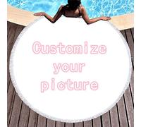 ldygefow Custom Photo Beach Towel DIY Print Any of Your Design for Bath/Beach Travel Pool Swimming Bath Yoga Seaside Beach Soft Feel 59" D Round Carpet
