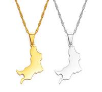 ldygefow Map Pendant Necklaces,Modern Fashion Carriacou Grenada Map Flag Necklaces,Classic Hip Hop Jewelry For Women Men Trend Party Gift Fashion Jewelry