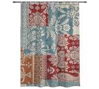 ldyllicStyle Washable Shower Curtain, Red And Teal Paisley Floral Short Shower Curtain Vintage Boho Beachy Curtains Decorative Curtains For Bathroom, Boho Bathroom Decor 180×180 cm