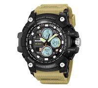 LDZDGD Digital Outdoor Watch for Men, Waterproof 50M, 3 Time Display, Chronograph, Alarm, 12/24 Hour Format, Backlight, Rugged Design for Hiking, Camping, Survival(Brown)