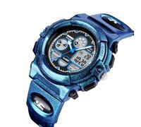 LDZDGD Dual Time Digital Sports Watch Waterproof 50M, Multifunction Outdoor Tactical Watch with Backlight, Alarm, Stopwatch, 12 and 24 Hour Format for Running and Travel(Blue 1)