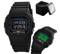 LDZDGD Everyday Sports Digital Watch for Men, Lightweight 50M Waterproof Design with Alarm, Countdown Timer, Dual Time, Backlight, Ideal for Work, Travel, Fitness, Teens(Black B)