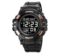 LDZDGD Men’s Digital Sports Watch Waterproof 50M, Large Face Outdoor Tactical Watch with Alarm, Stopwatch, Countdown Timer, Dual Time Display, EL Backlight, Military Style(Rose Gold B)