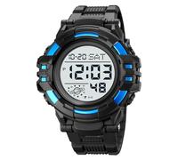 LDZDGD Men’s Digital Sports Watch Waterproof 50M, Large Face Outdoor Tactical Watch with Alarm, Stopwatch, Countdown Timer, Dual Time Display, EL Backlight, Military Style(Blue A)