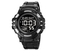 LDZDGD Men’s Digital Sports Watch Waterproof 50M, Large Face Outdoor Tactical Watch with Alarm, Stopwatch, Countdown Timer, Dual Time Display, EL Backlight, Military Style(Silver B)