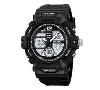LDZDGD Men’s Military Style Digital Watch, 50M Waterproof Sports Watch with Countdown Timer, EL Backlight, Dual Time Display, Ideal for Fitness, Workouts, Outdoor Missions(Black)