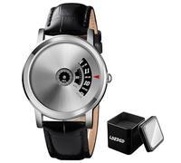 LDZDGD Men's Analog Quartz Watch with Jump Hour Display, Minimalist Leather Strap Wristwatch, 30M Waterproof Fashion Timepiece for Casual or Business Wear(White)