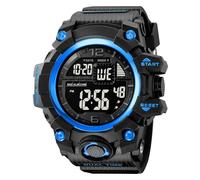 LDZDGD Men's Digital Sports Watch, Dual Time Zones, Countdown Timer, Alarm, Stopwatch, EL Backlight, Week and Date Display, 50M Waterproof Tactical Wristwatch(Blue)