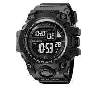 LDZDGD Men's Digital Sports Watch, Dual Time Zones, Countdown Timer, Alarm, Stopwatch, EL Backlight, Week and Date Display, 50M Waterproof Tactical Wristwatch(Black 2)