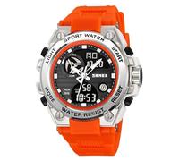 LDZDGD Men's Dual Time Digital Sport Watch, Stopwatch, Alarm, LED Backlight, 12/24 Hour Format, Week and Date Display, Waterproof 50M, Outdoor Tactical Style Wristwatch(Orange 2)