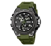 LDZDGD Men's Dual Time Digital Sport Watch, Stopwatch, Alarm, LED Backlight, 12/24 Hour Format, Week and Date Display, Waterproof 50M, Outdoor Tactical Style Wristwatch(Green)