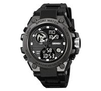 LDZDGD Men's Dual Time Digital Sport Watch, Stopwatch, Alarm, LED Backlight, 12/24 Hour Format, Week and Date Display, Waterproof 50M, Outdoor Tactical Style Wristwatch(Black 1)