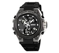 LDZDGD Men's Dual Time Digital Sport Watch, Stopwatch, Alarm, LED Backlight, 12/24 Hour Format, Week and Date Display, Waterproof 50M, Outdoor Tactical Style Wristwatch(Black 2)