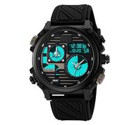 LDZDGD Tactical Digital Sport Watch for Men, 4 Time Zones, Chronograph, Alarm, EL Backlight, 50M Waterproof Outdoor Wristwatch(Black)