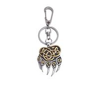 LDZDGD Viking Rune Keychain for Men, Wolf Head Bear Paw Coin, Stainless Steel Pendant for Keys or Backpack(Wolf Paw 1)