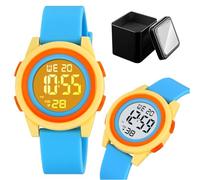 LDZDGD Youth Digital Sports Watch, 50M Waterproof LED Watch with Stopwatch, Alarm, Calendar, EL Backlight, Soft Silicone Strap, Ideal for School or Play(Yellow)
