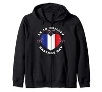 Le 14 Juillet Bastille Day French Flag Heart July 14 Zip Hoodie