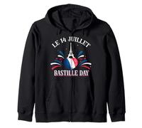 Le 14 Juillet Bastille Day French Flag Heart July 14 Zip Hoodie
