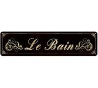 Le Bain French Country Bathroom Signs Tin Plaque for Home Décor 4x16 Inch