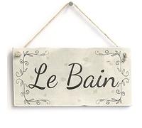 Le Bain Hanging Door Sign, Cottage Style Bathroom Decor