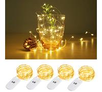 LE Battery Fairy Lights, 1M 10 LED Small Fairy Lights, Warm White Christmas Lights, Battery Powered Mini Copper Wire Lights for Halloween, Christmas Tree, Party, Table Decorations, Pack of 4