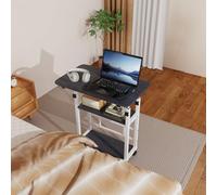 le Bed Table Laptop nd Side Table for Living Room & Office bilizing Brakes Easy Height Adjustment 60 x 40 x 90 cm Black & White