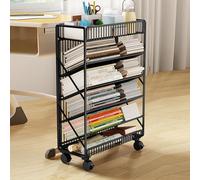 le Book Cart Rolling File with Wheels Slim Multi Tier Boohelf for School Classroom Home Versatile Sto Solut for Easy Access