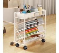 le Book Cart Rolling with Wheels Multi Layer File Trolley for School Classroom & Home - Slim Sto Solut for Easy Access and nizat