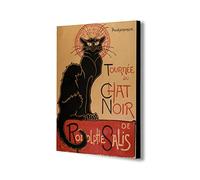 Le Chat Noir - French Vintage - Canvas Wall Art Framed Print - Various Sizes (A3 16x12 inches)