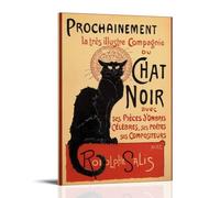 Le Chat Noir The Black Cat Vintage Advertisement Art Deco Vintage French Wall Art Nouveau 1920 French Advertising Posters Canvas Aesthetic Wall Art Modern Home Decor for Bedroom Living Room 16x24inch(